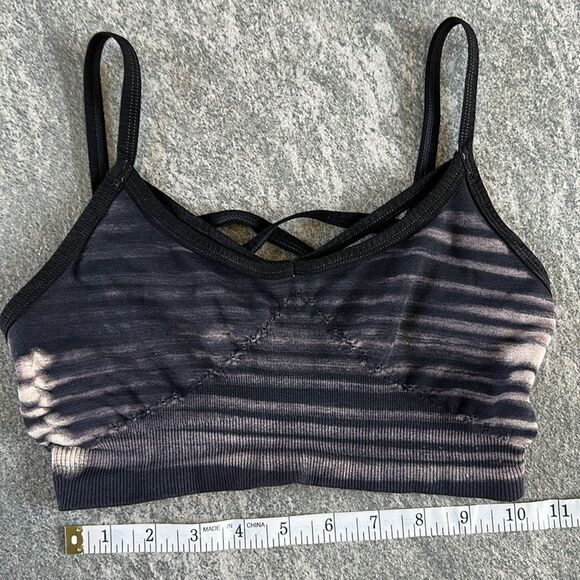 EUC Free People SET Washed Barely There Bra + Legging Black Tie Dye Striped XS/S - Picture 8 of 16
